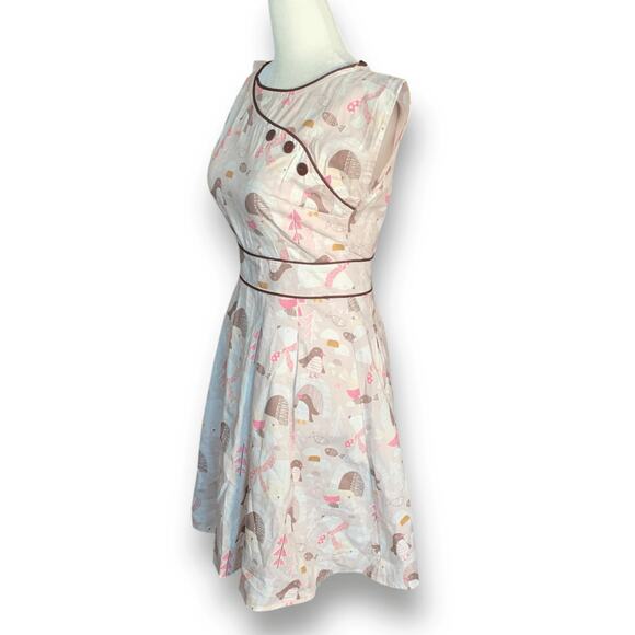 Retrolicious Penguin Polar Bear Igloo Print Fit And Flare Mini Dress Pink Small - Picture 8 of 14